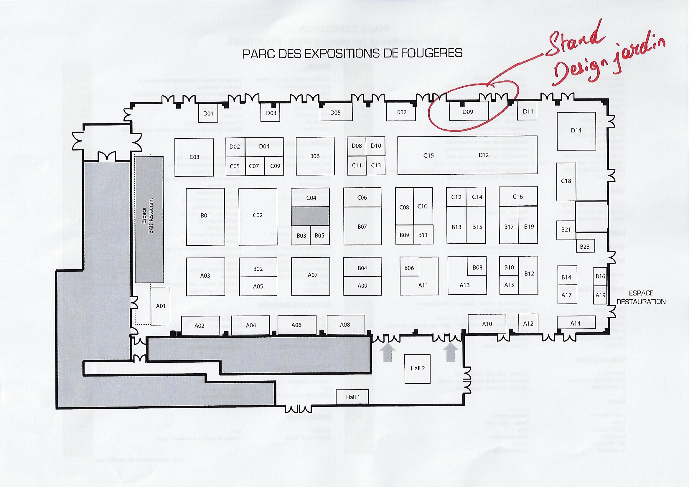 Plan du Hall - Foire expo Fougères 2023
